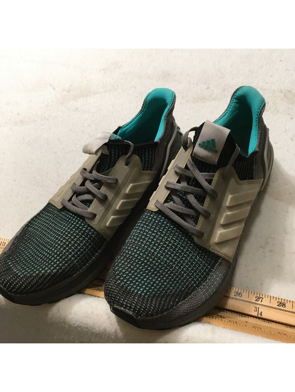Adidas Ultraboost 19 Core Black Grey Teal Running Shoes EF1339 Men's Size 13